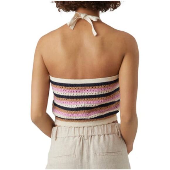 New ~ VERO MODA ~ Shaji Stripe Cotton Blend Knit Halter Top Size XL FALL - Picture 2 of 11